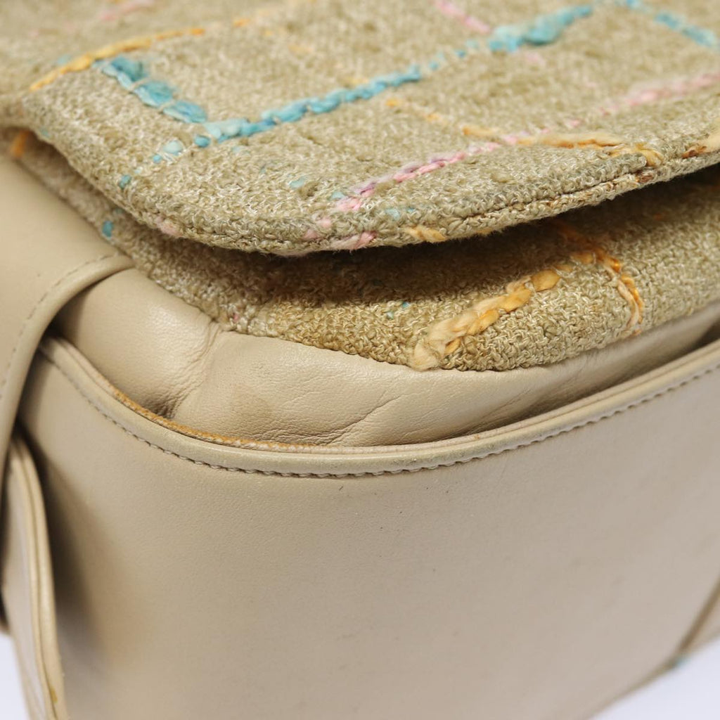CHANEL Choco Bar Turn Lock Shoulder Bag Wool Multicolor CC bs15780