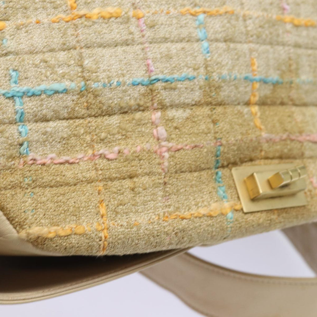 CHANEL Choco Bar Turn Lock Shoulder Bag Wool Multicolor CC bs15780