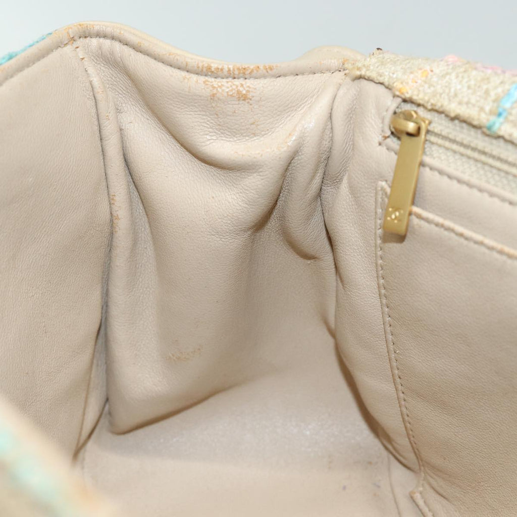 CHANEL Choco Bar Turn Lock Shoulder Bag Wool Multicolor CC bs15780