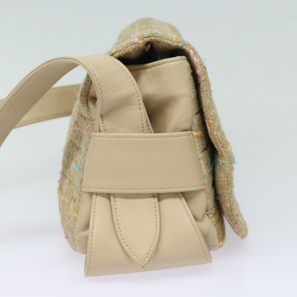 CHANEL Choco Bar Turn Lock Shoulder Bag Wool Multicolor CC bs15780