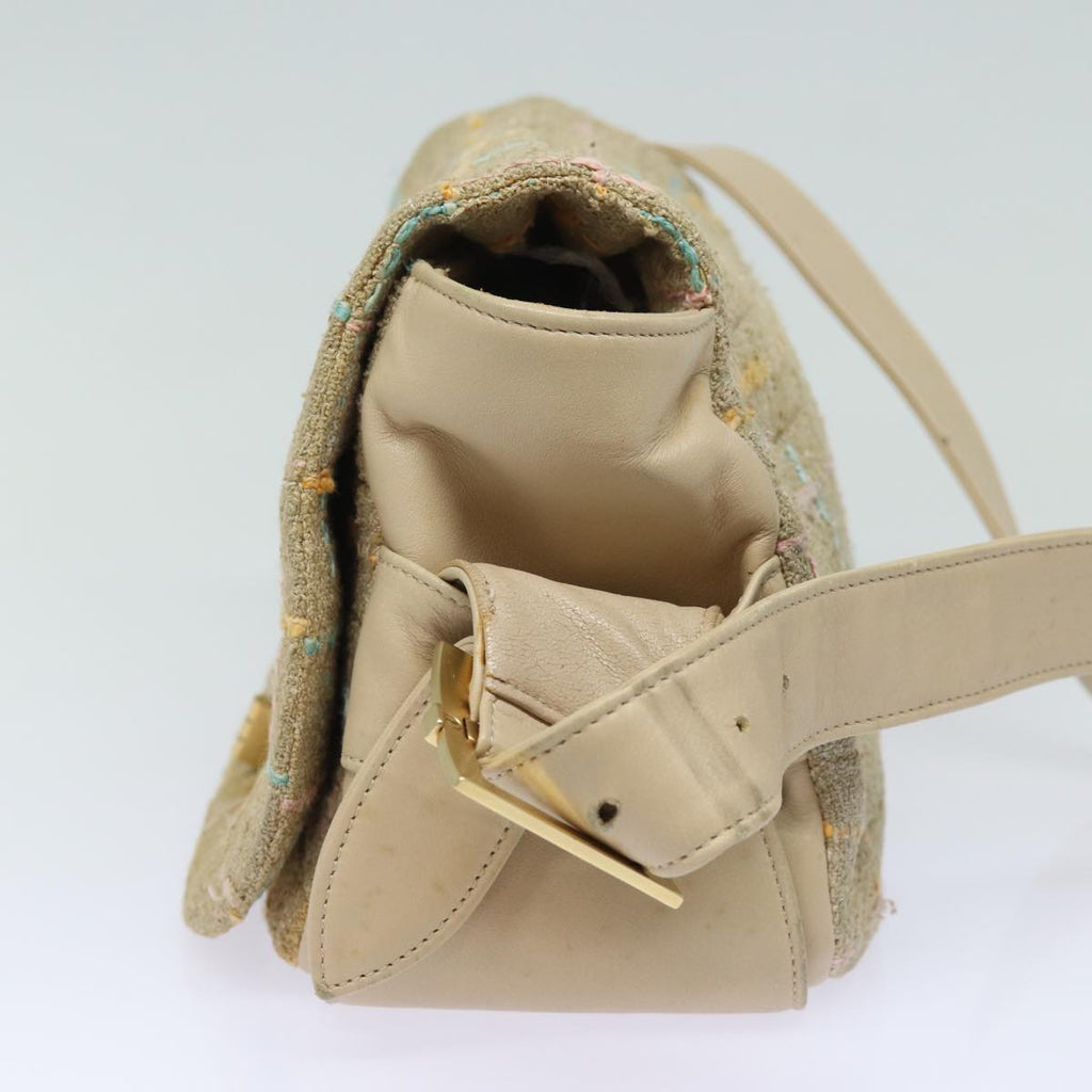 CHANEL Choco Bar Turn Lock Shoulder Bag Wool Multicolor CC bs15780