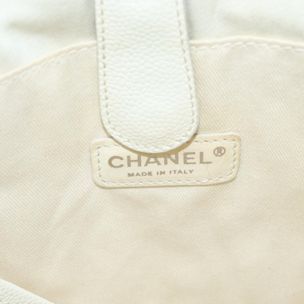 CHANEL Tote Bag Canvas White CC bs15848