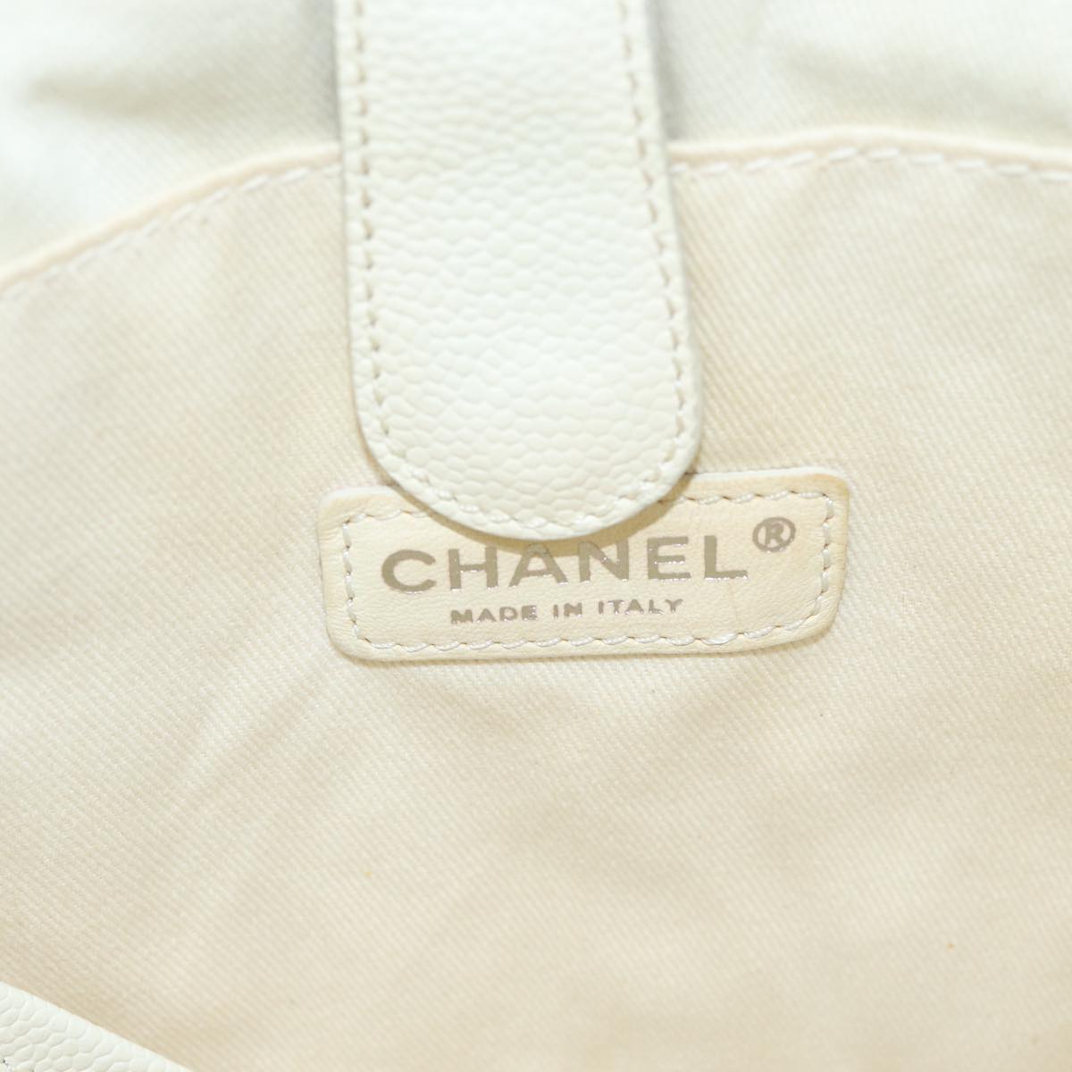 CHANEL Tote Bag Canvas White CC bs15848