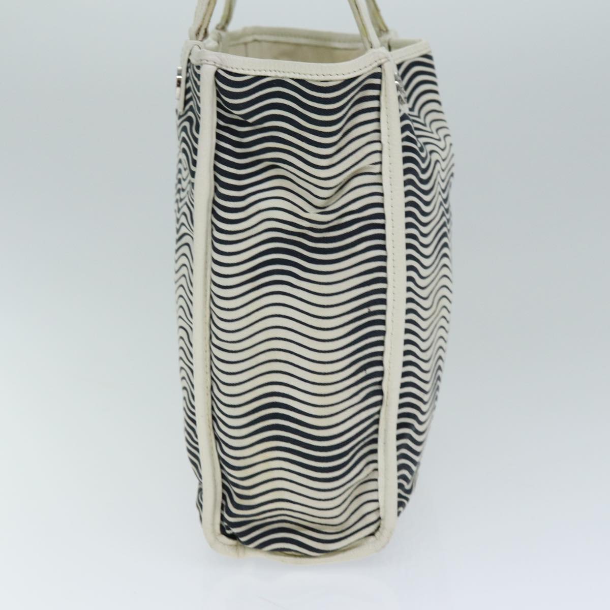 CHANEL Tote Bag Canvas White CC bs15848