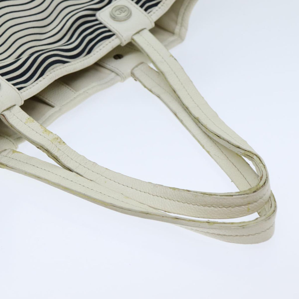 CHANEL Tote Bag Canvas White CC bs15848