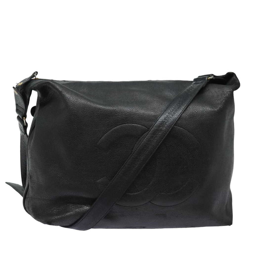 CHANEL COCO Mark Shoulder Bag Caviar Skin Black CC bs15856