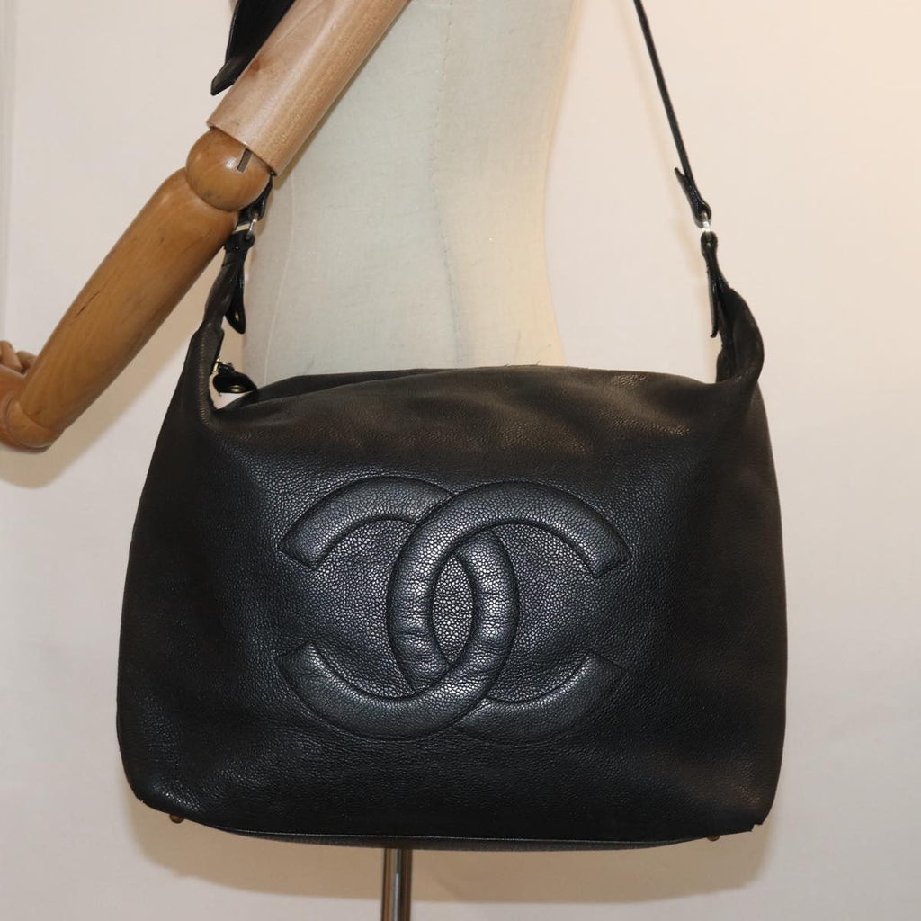 CHANEL COCO Mark Shoulder Bag Caviar Skin Black CC bs15856
