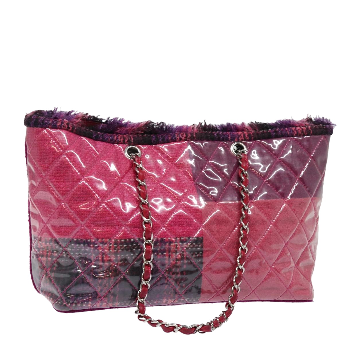 CHANEL Matelasse Chain Tote Bag Vinyl Pink CC bs15858