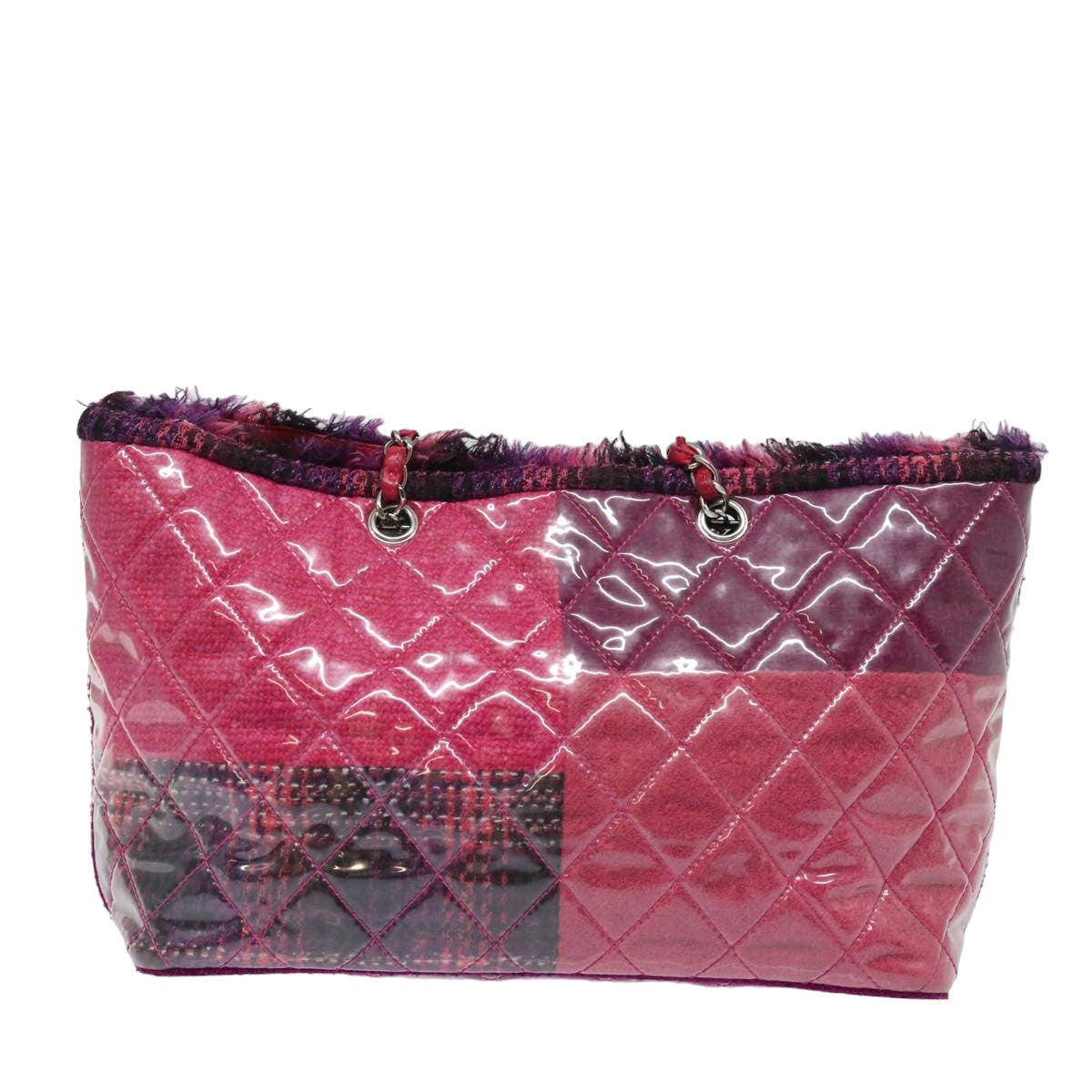 CHANEL Matelasse Chain Tote Bag Vinyl Pink CC bs15858