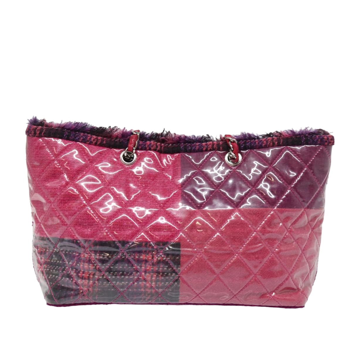 CHANEL Matelasse Chain Tote Bag Vinyl Pink CC bs15858