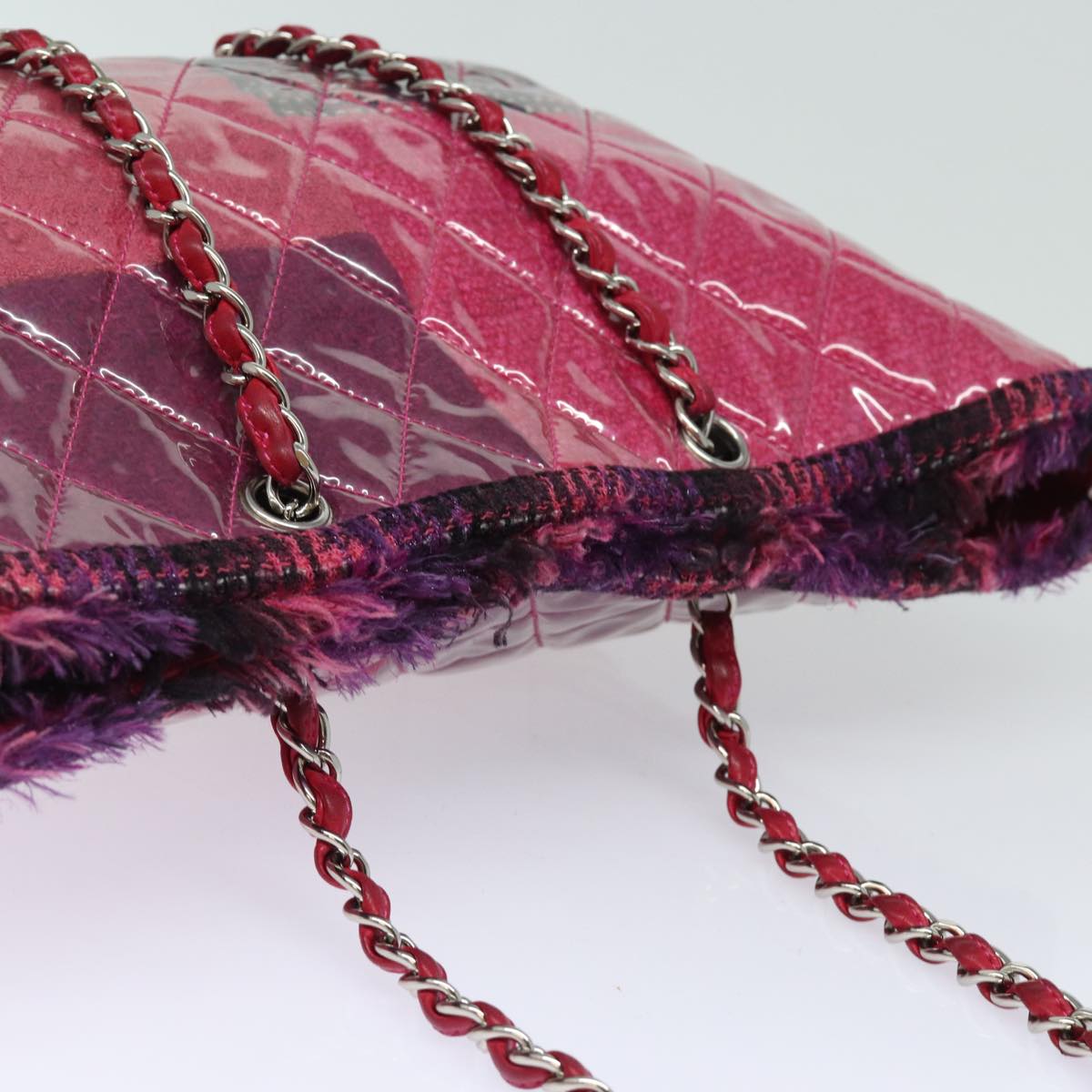 CHANEL Matelasse Chain Tote Bag Vinyl Pink CC bs15858