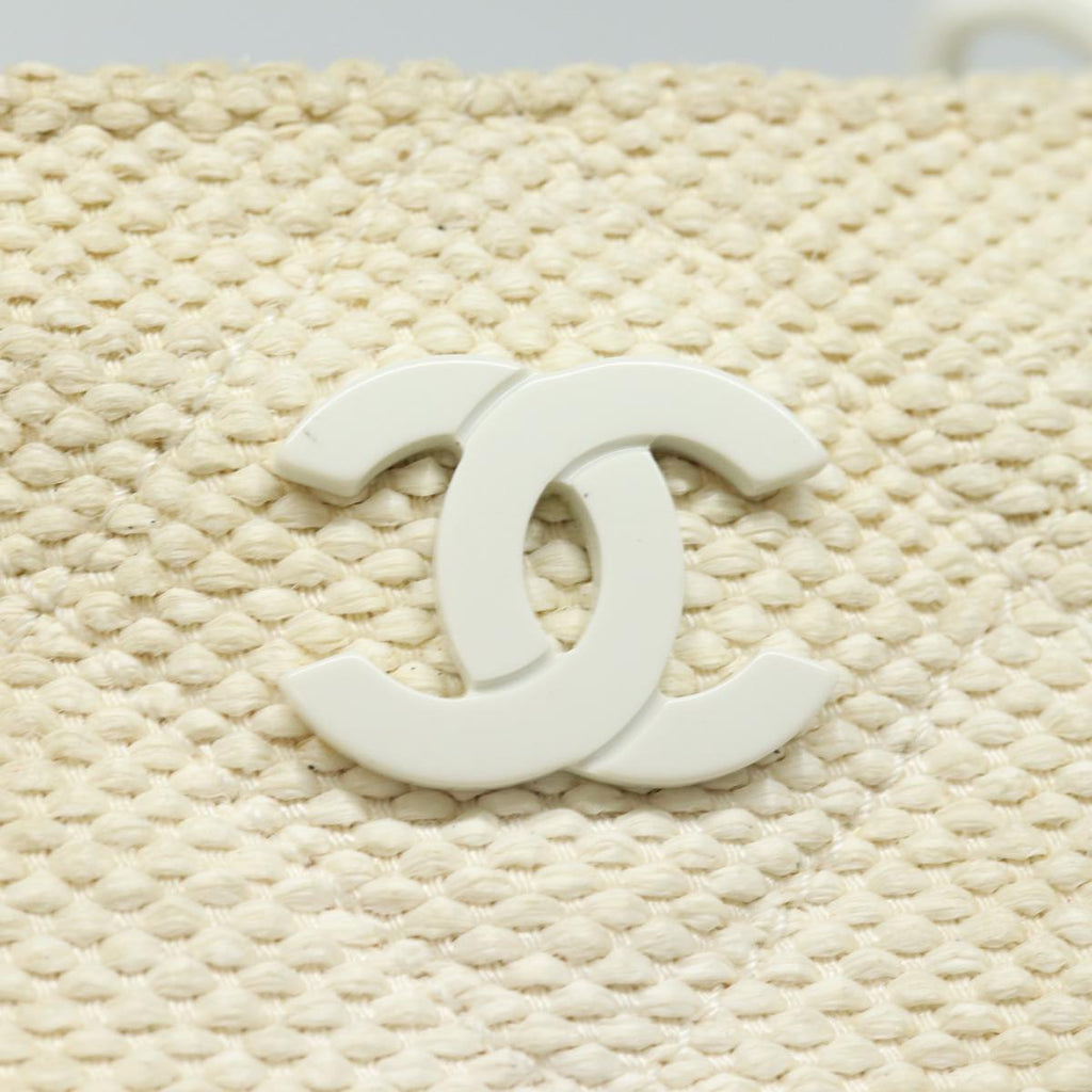 CHANEL Matelasse Chain Tote Bag Raffia White CC bs15861