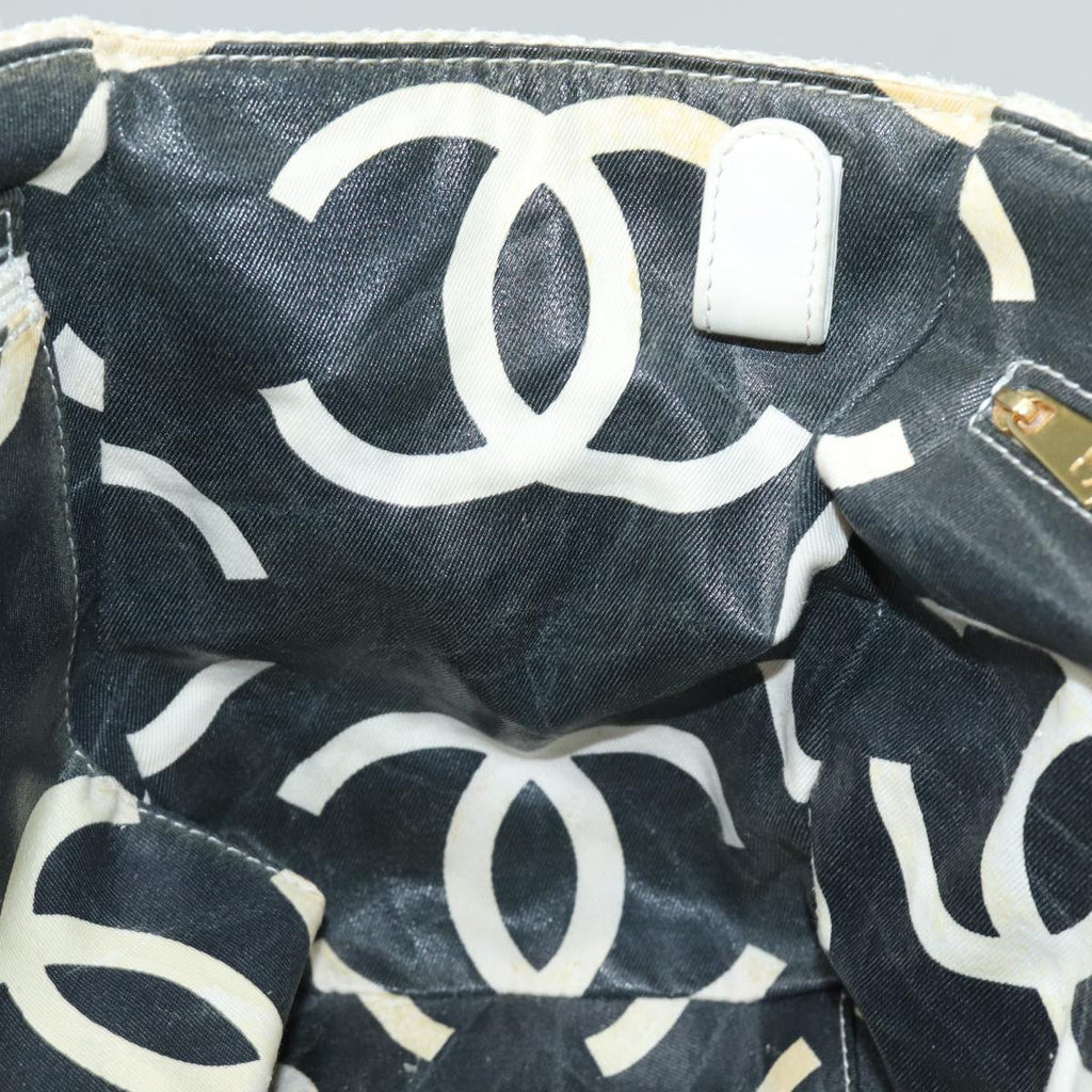 CHANEL Matelasse Chain Tote Bag Raffia White CC bs15861