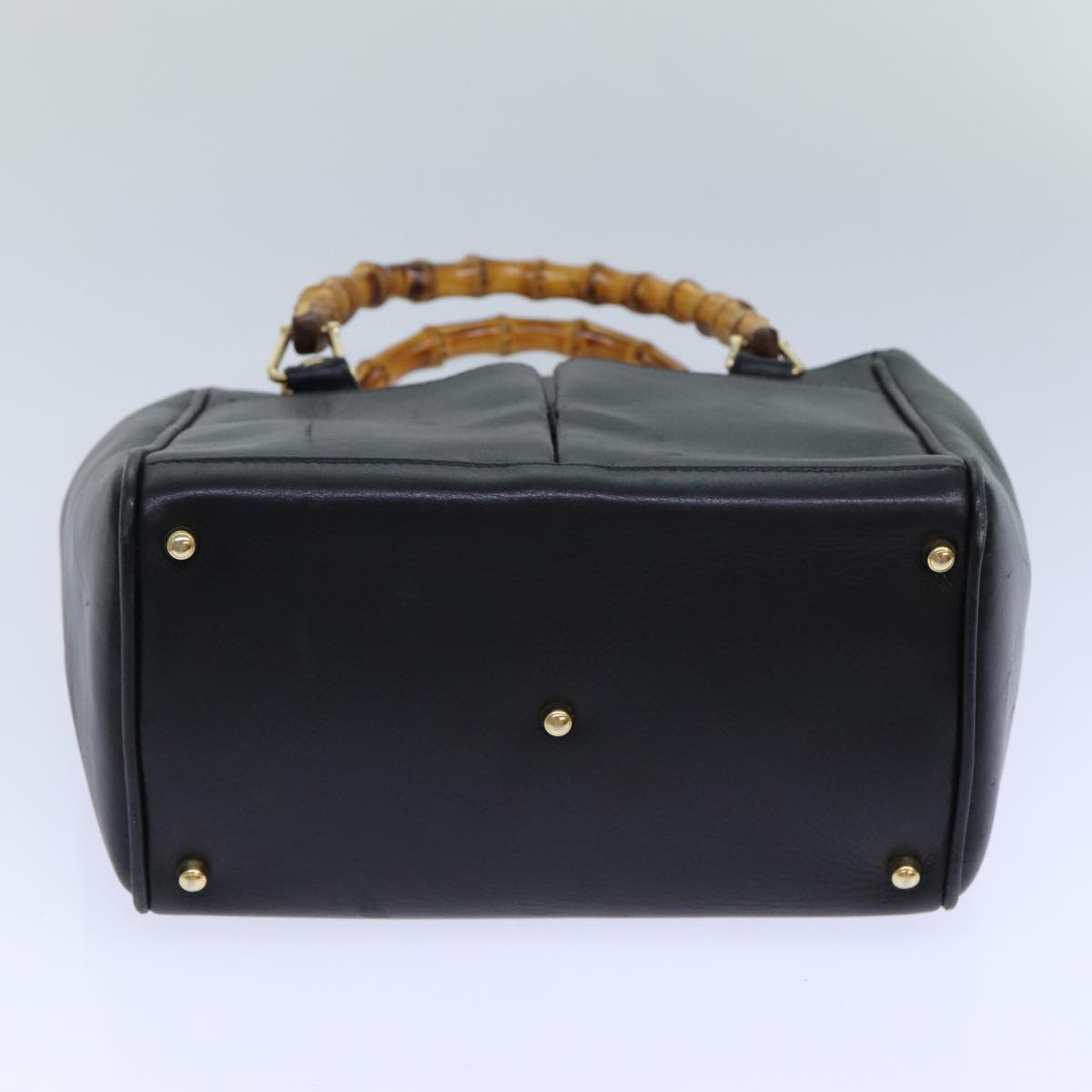 GUCCI Bamboo Hand Bag Leather 2way Black bs15878