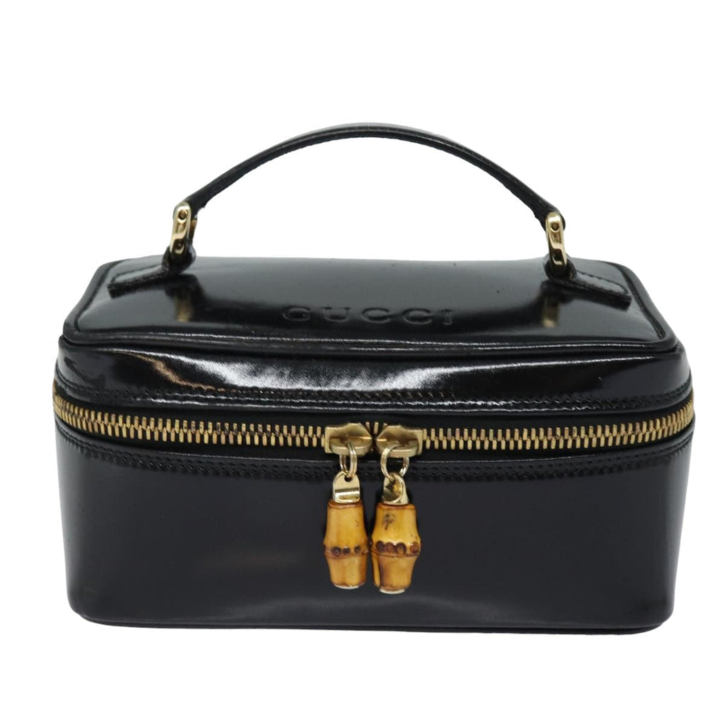 GUCCI Bamboo Vanity Hand Bag Enamel Black bs15879
