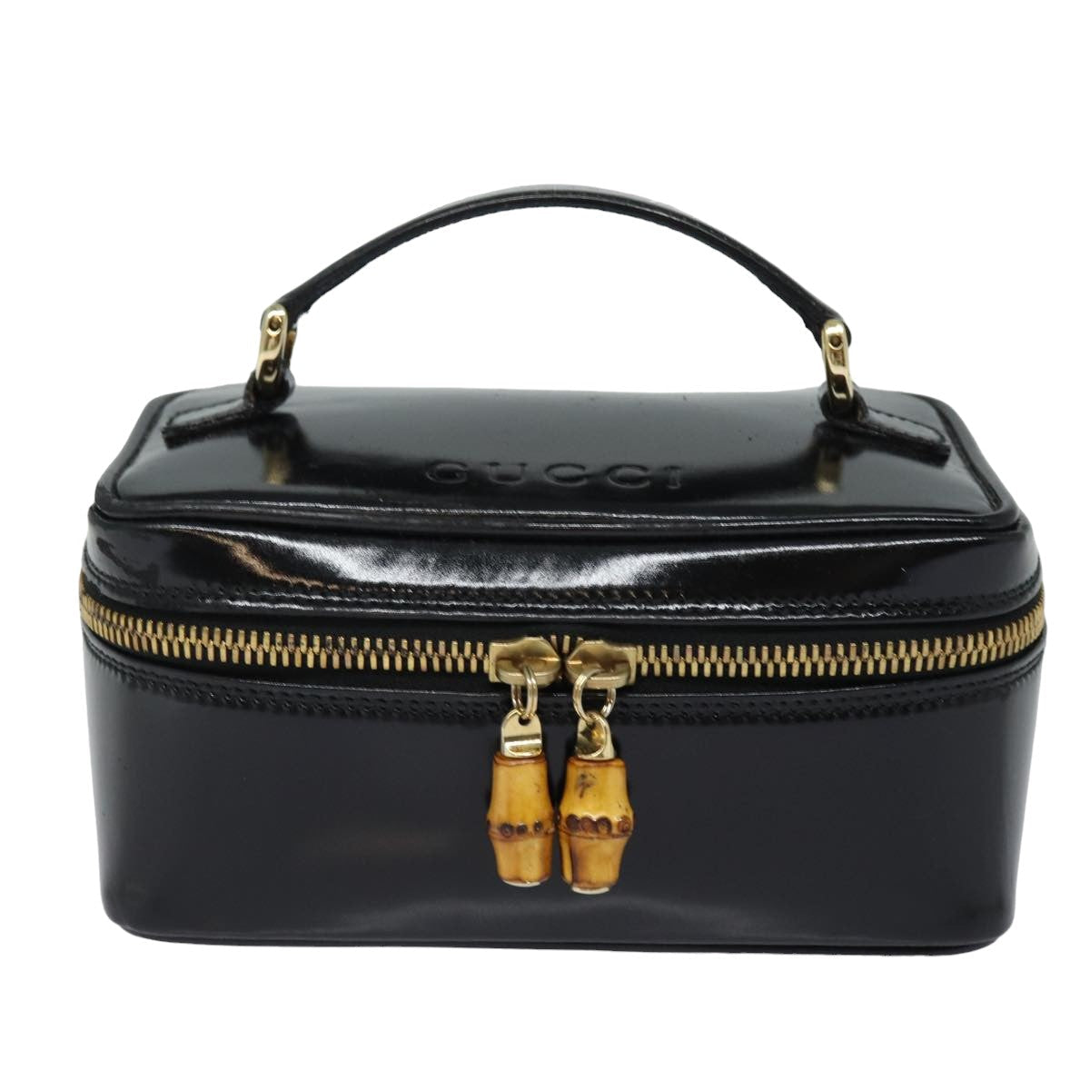 GUCCI Bamboo Vanity Hand Bag Enamel Black bs15879
