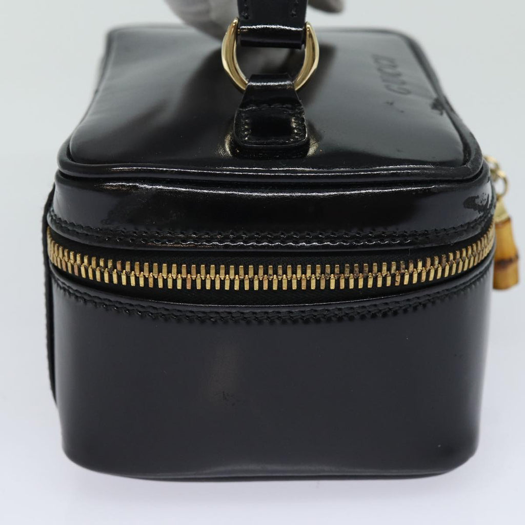 GUCCI Bamboo Vanity Hand Bag Enamel Black bs15879