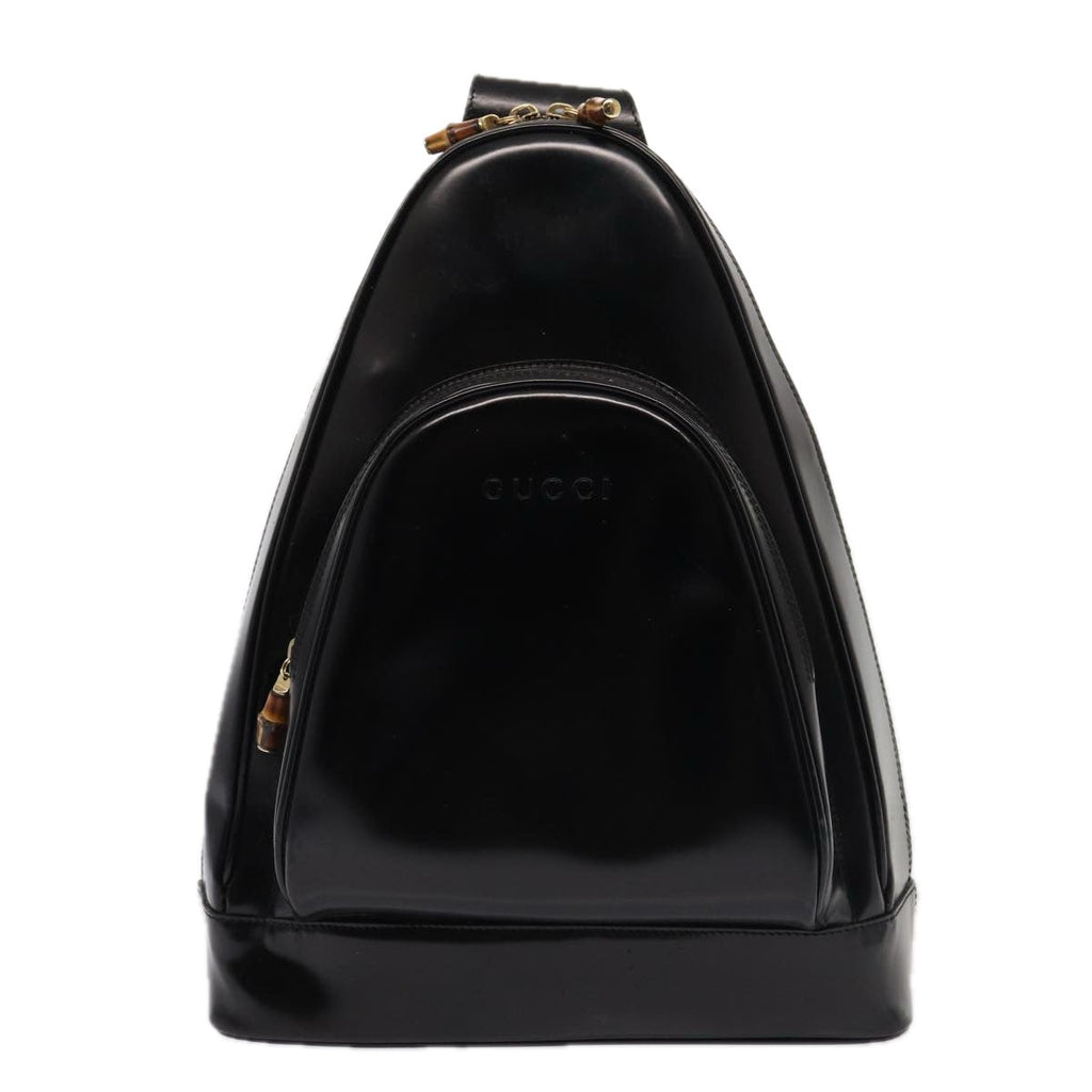 GUCCI Body Bag Enamel Black 003 2113 0027 bs15880