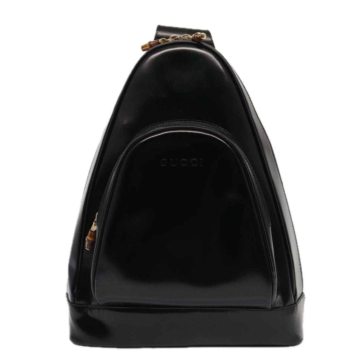 GUCCI Body Bag Enamel Black 003 2113 0027 bs15880