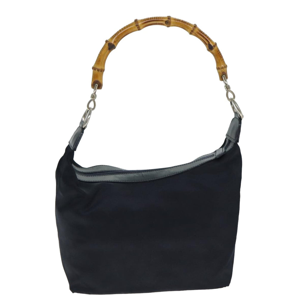 GUCCI Bamboo Shoulder Bag Nylon Navy 000 1956 0531 bs15882