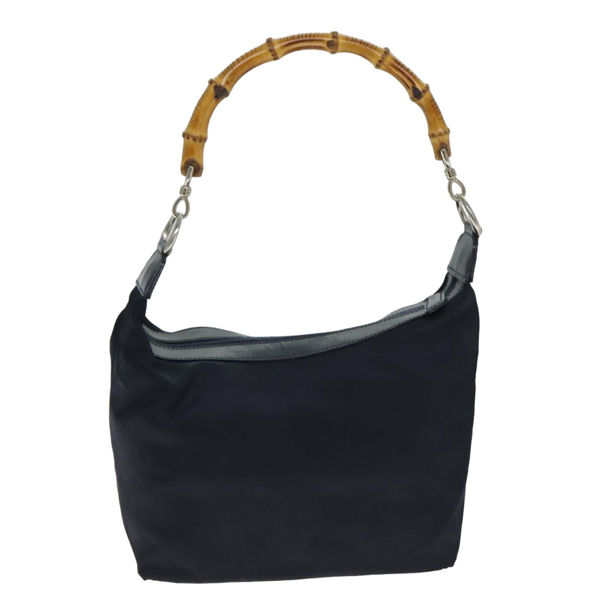 GUCCI Bamboo Shoulder Bag Nylon Navy 000 1956 0531 bs15882