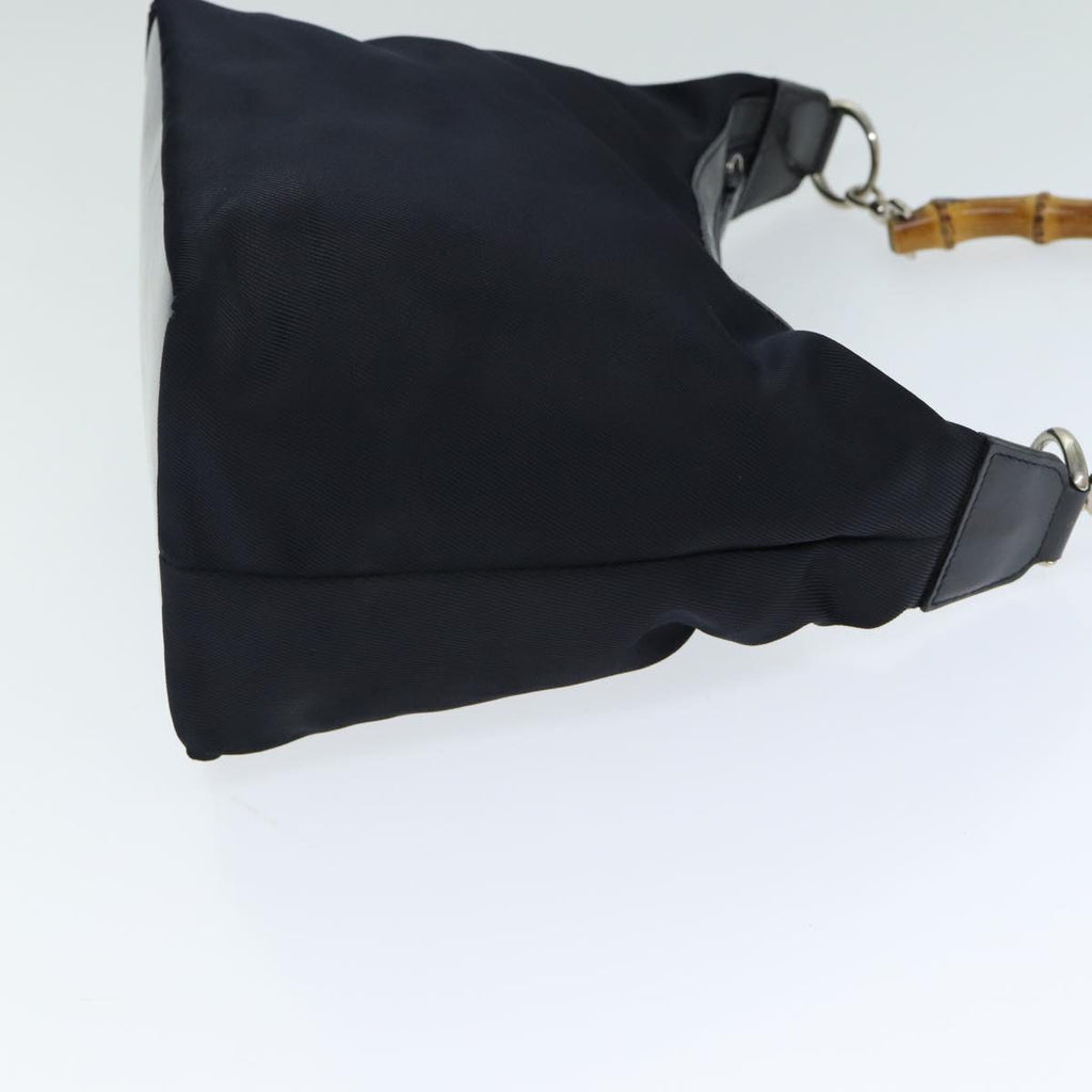 GUCCI Bamboo Shoulder Bag Nylon Navy 000 1956 0531 bs15882