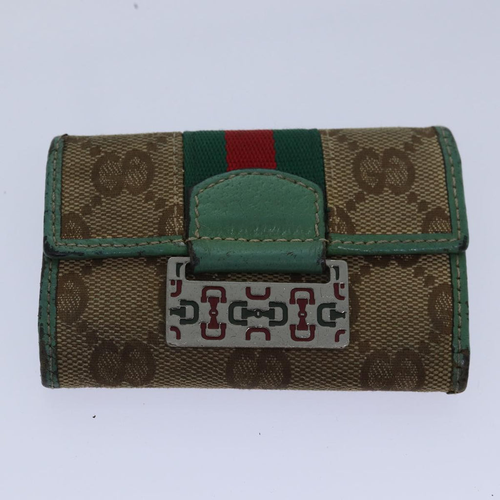 GUCCI GG Canvas Web Sherry Line Key Case PVC Leather 5Set Beige Red bs15953