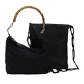 GUCCI Bamboo Shoulder Bag Leather nylon 2Set Black bs15957