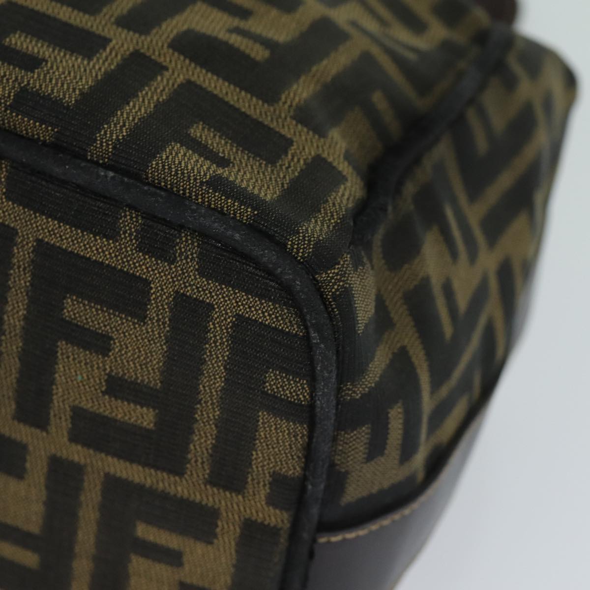 FENDI Zucca Canvas Hand Bag Brown Black bs15990