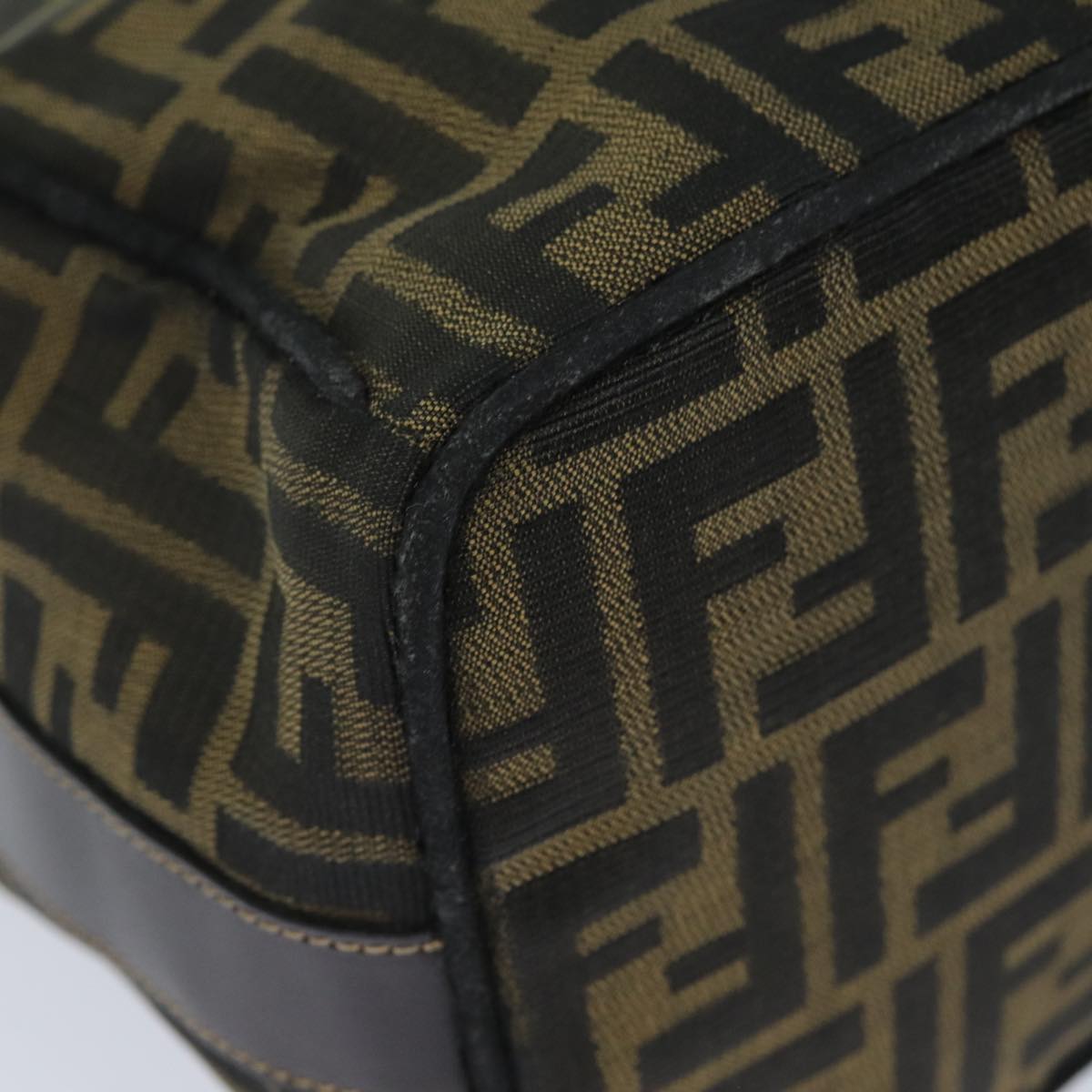 FENDI Zucca Canvas Hand Bag Brown Black bs15990