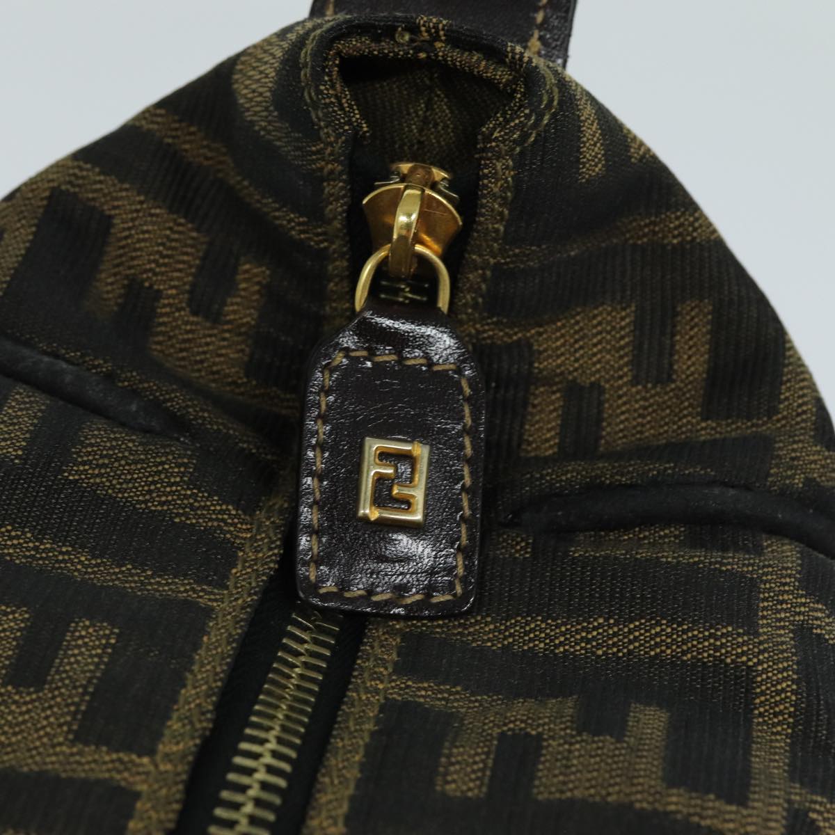 FENDI Zucca Canvas Hand Bag Brown Black bs15990