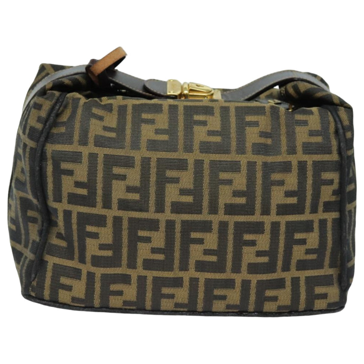 FENDI Zucca Canvas Hand Bag Brown Black bs15990
