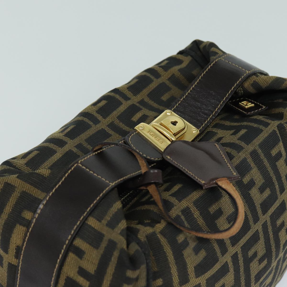 FENDI Zucca Canvas Hand Bag Brown Black bs15990
