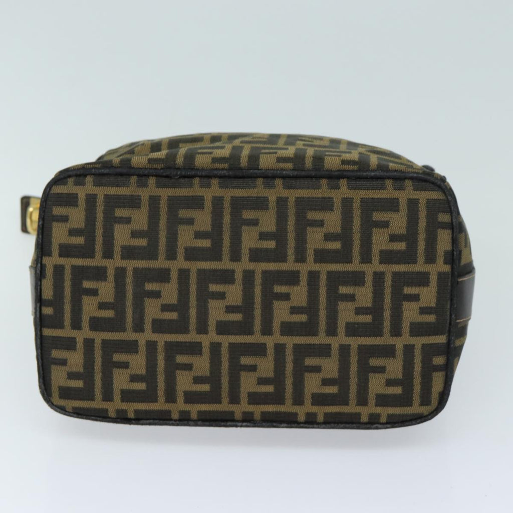 FENDI Zucca Canvas Hand Bag Brown Black bs15990