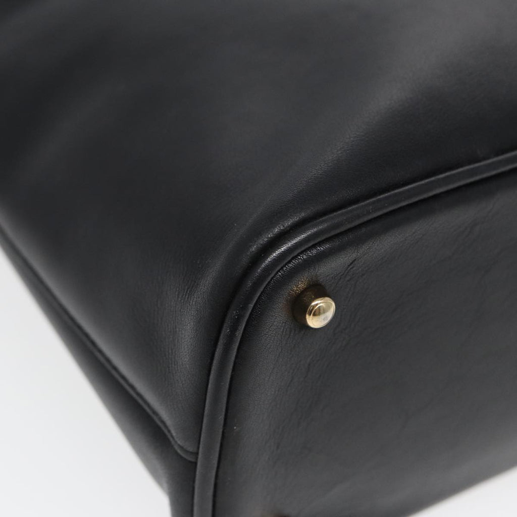 GUCCI Bamboo Hand Bag Leather Black bs16038