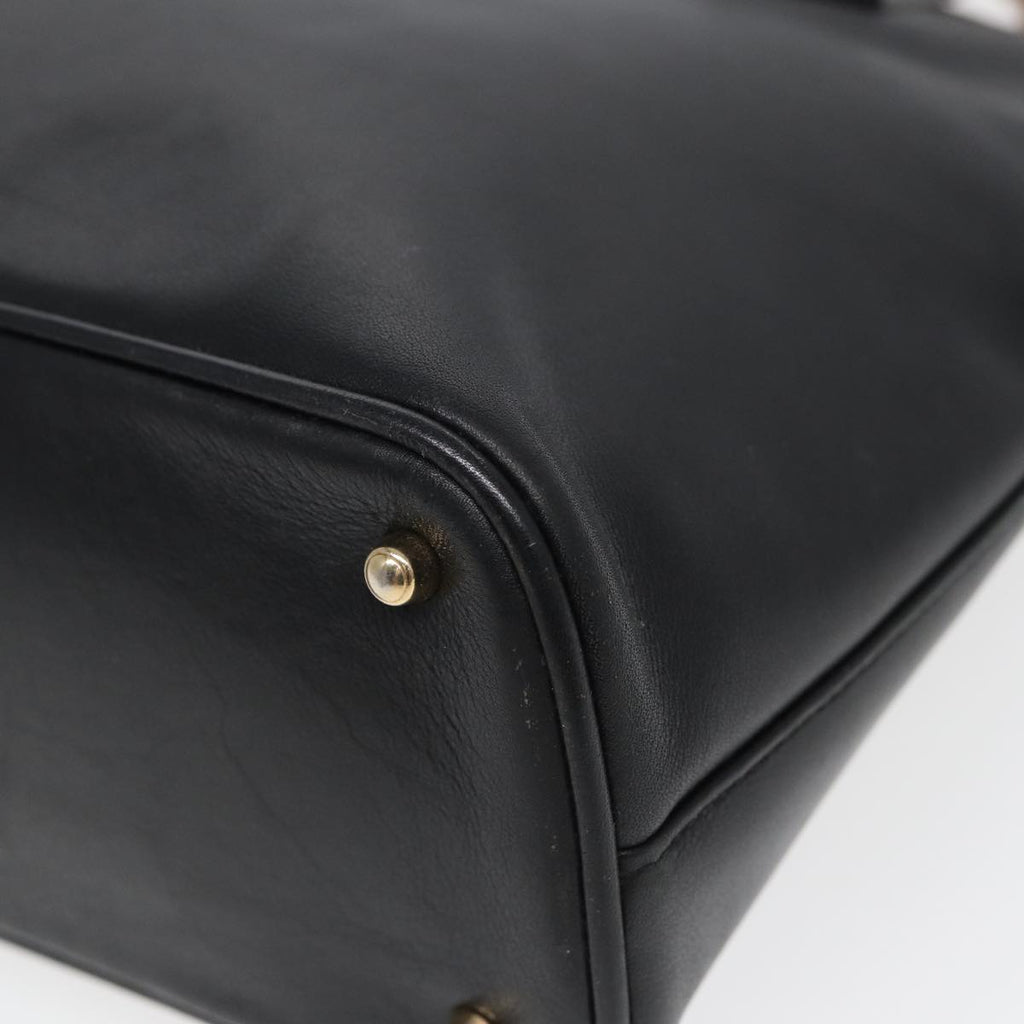 GUCCI Bamboo Hand Bag Leather Black bs16038