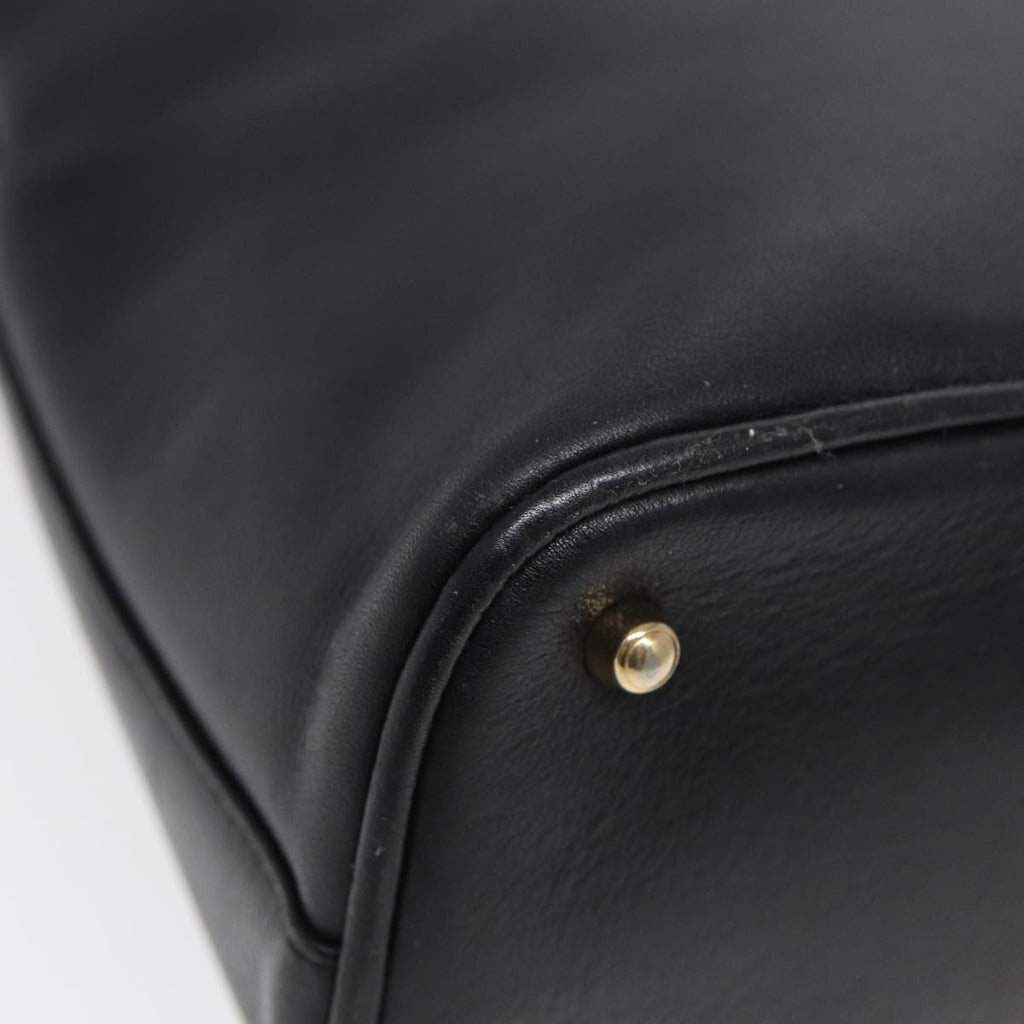 GUCCI Bamboo Hand Bag Leather Black bs16038