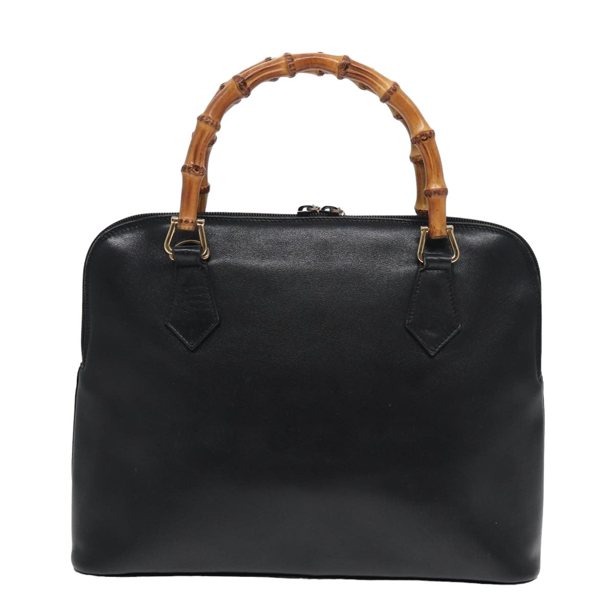 GUCCI Bamboo Hand Bag Leather Black bs16038