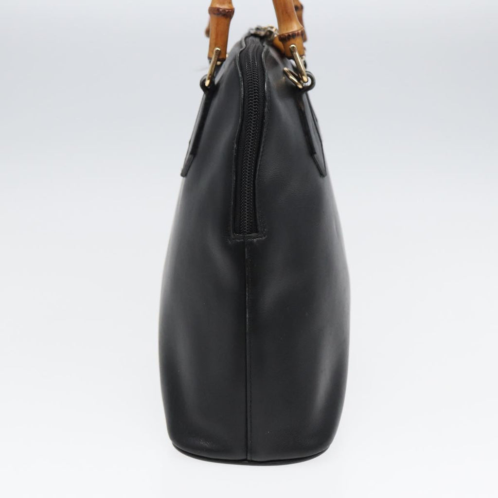 GUCCI Bamboo Hand Bag Leather Black bs16038