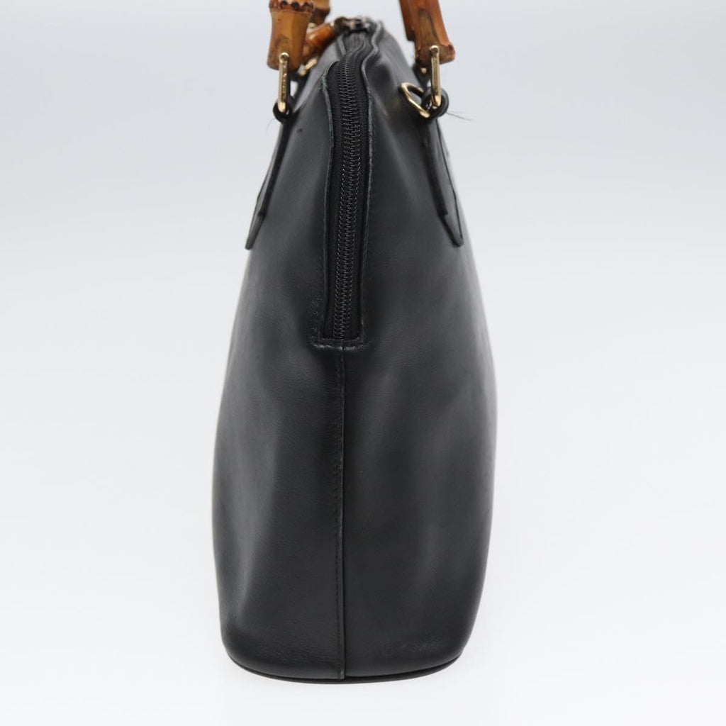 GUCCI Bamboo Hand Bag Leather Black bs16038