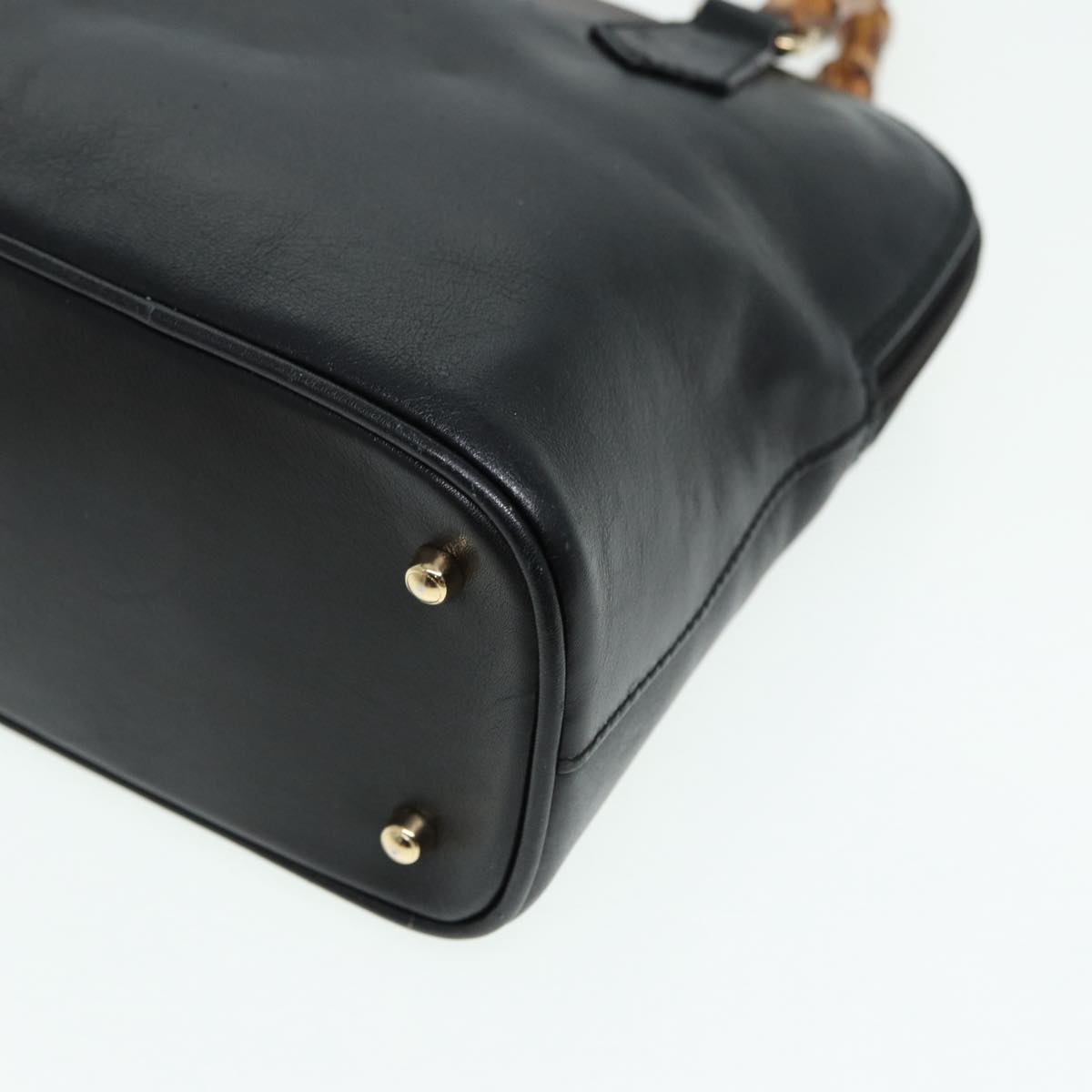 GUCCI Bamboo Hand Bag Leather 2way Black 000 2122 0290 bs16039