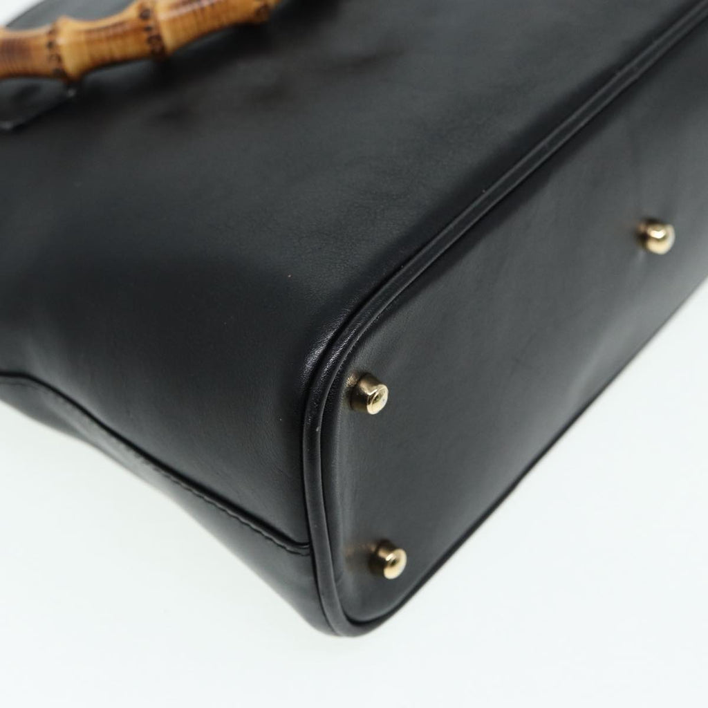 GUCCI Bamboo Hand Bag Leather 2way Black 000 2122 0290 bs16039