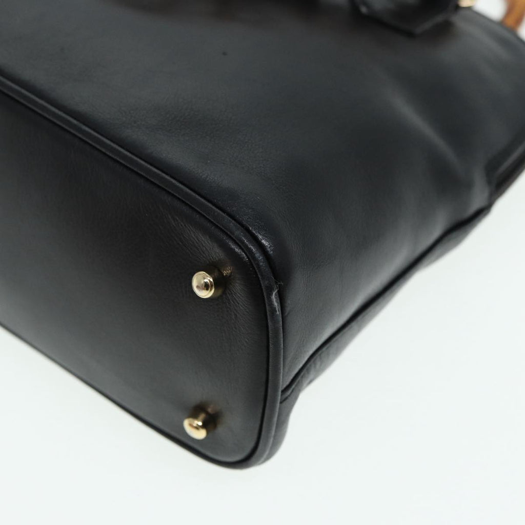 GUCCI Bamboo Hand Bag Leather 2way Black 000 2122 0290 bs16039