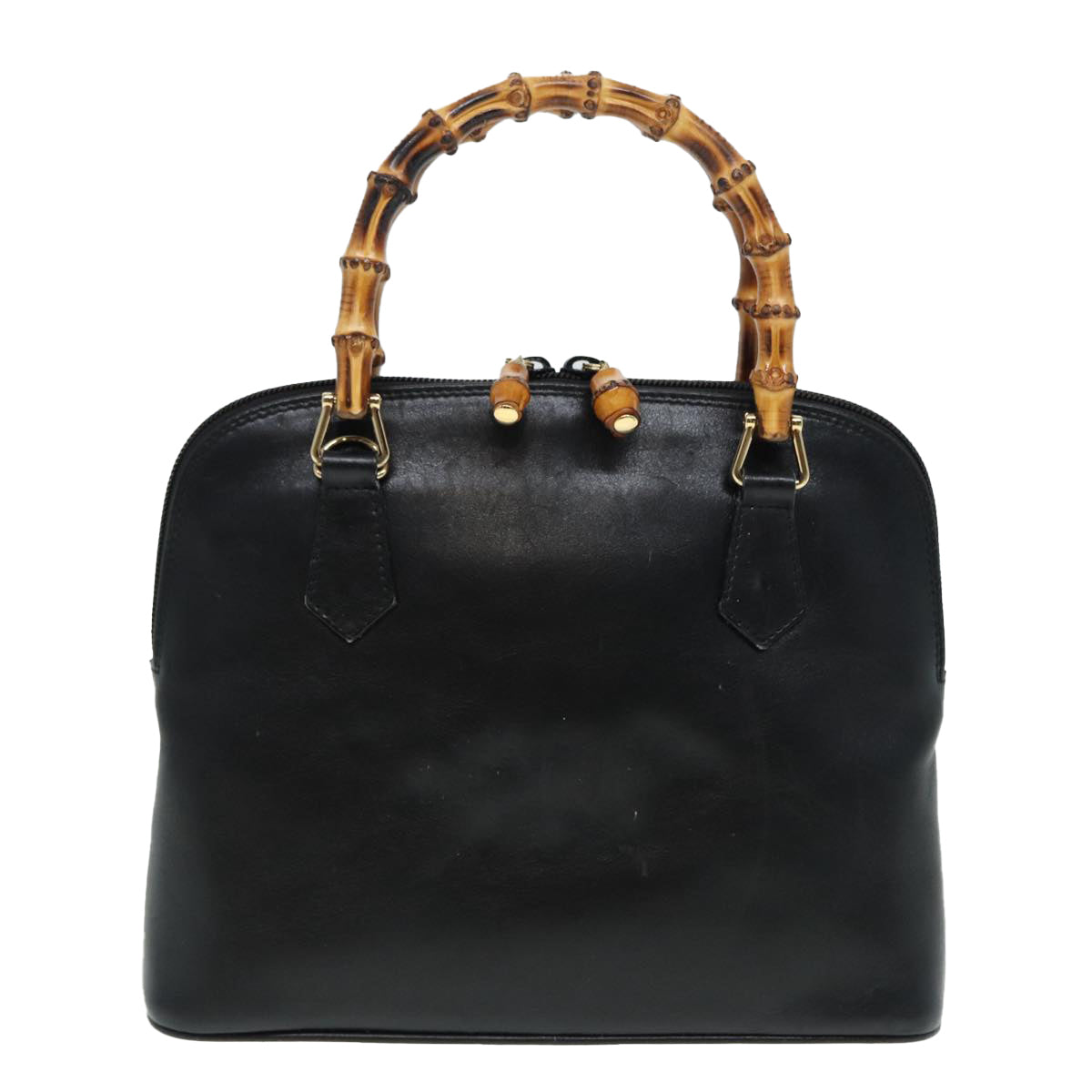 GUCCI Bamboo Hand Bag Leather 2way Black 000 2122 0290 bs16039