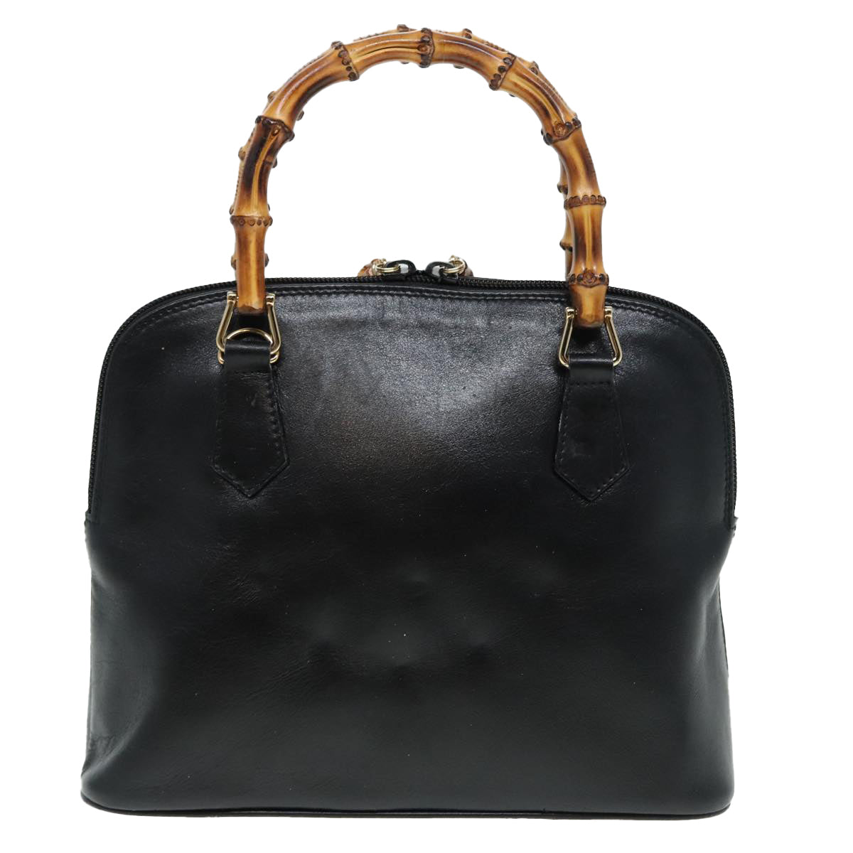 GUCCI Bamboo Hand Bag Leather 2way Black 000 2122 0290 bs16039