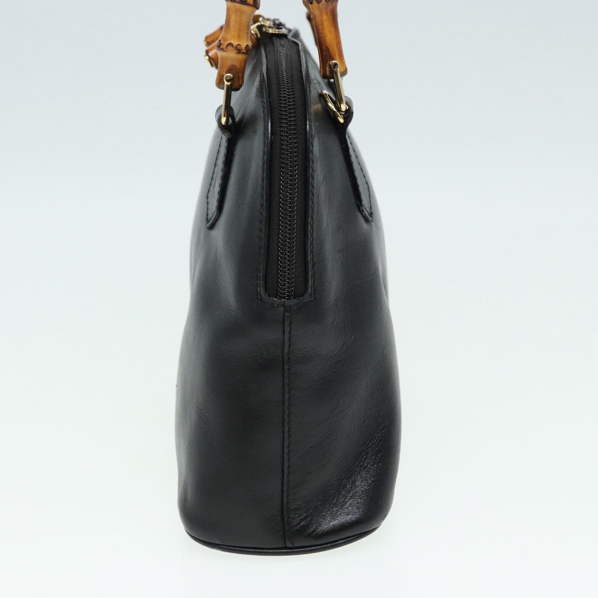 GUCCI Bamboo Hand Bag Leather 2way Black 000 2122 0290 bs16039