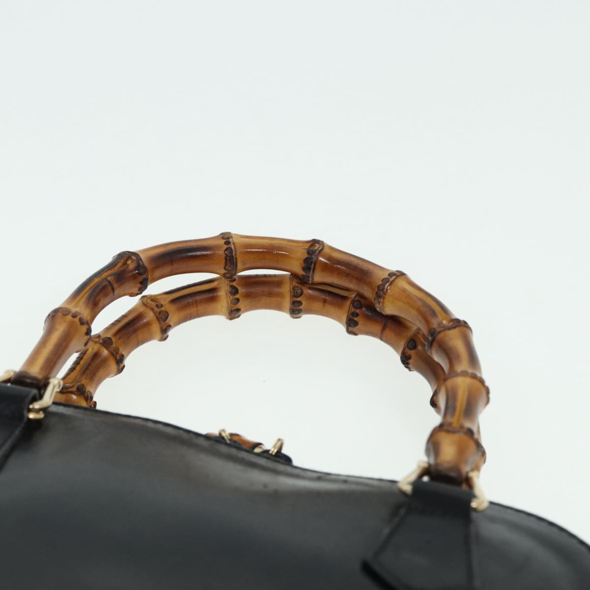 GUCCI Bamboo Hand Bag Leather 2way Black 000 2122 0290 bs16039