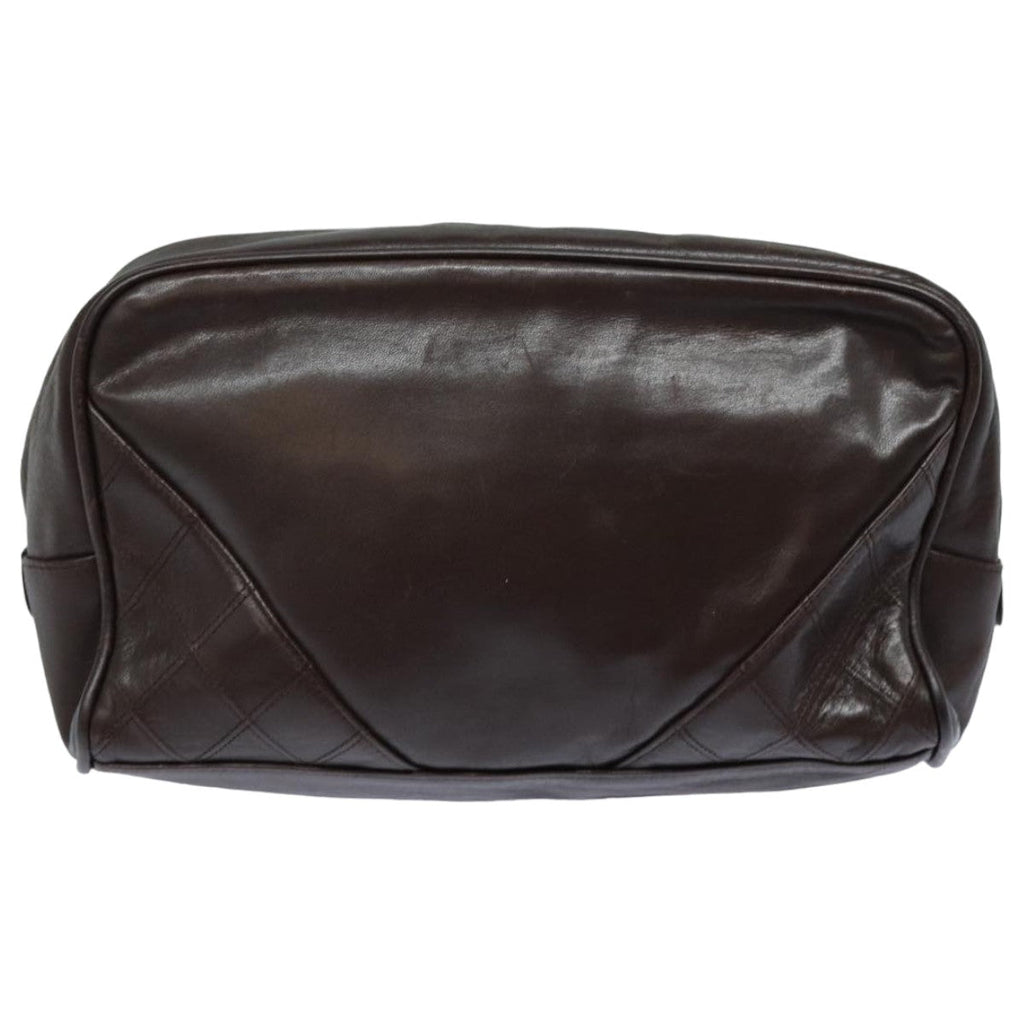 CHANEL Bicolore Pouch Leather Brown CC bs16047