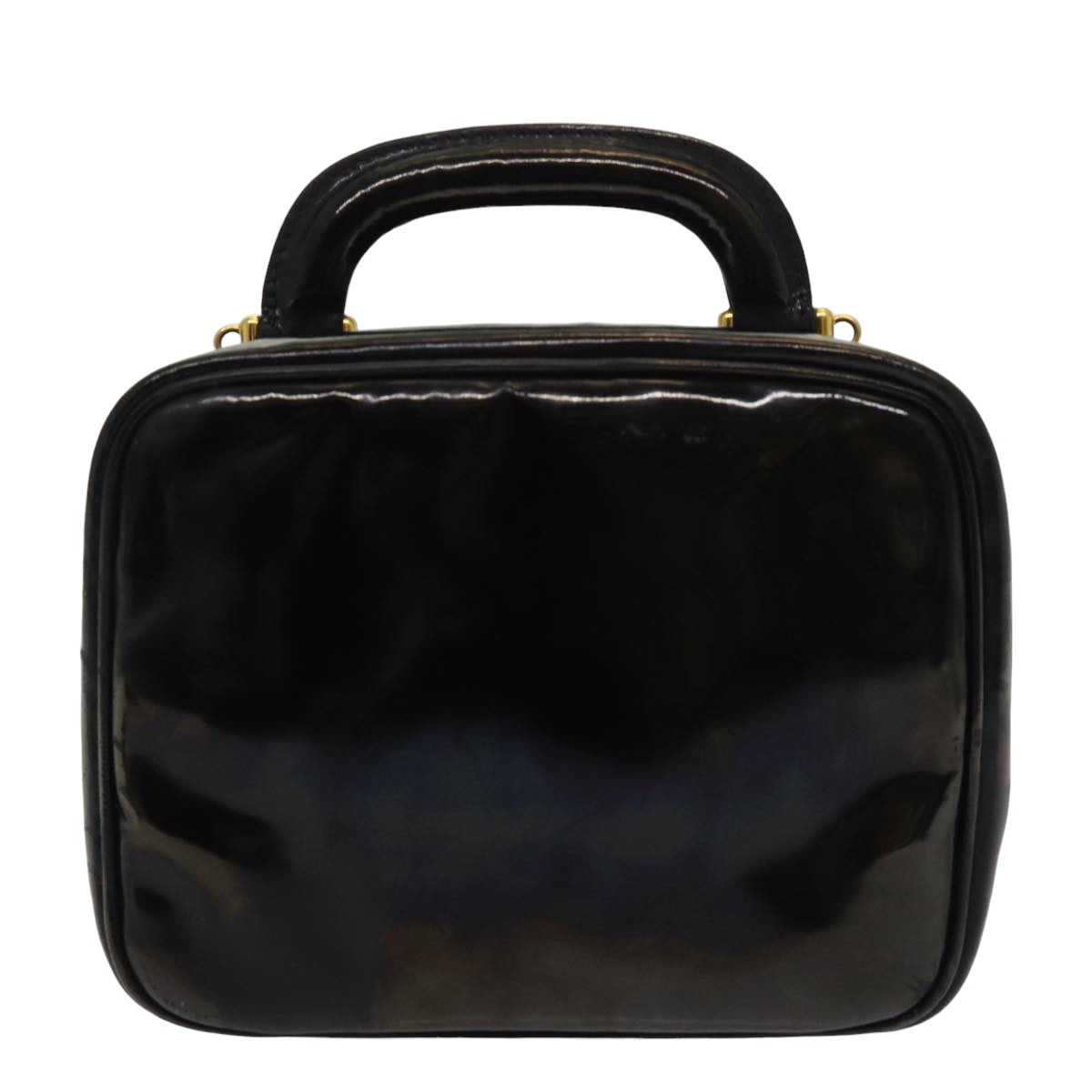 CHANEL COCO Mark Vanity Cosmetic Pouch Enamel Black CC bs16068