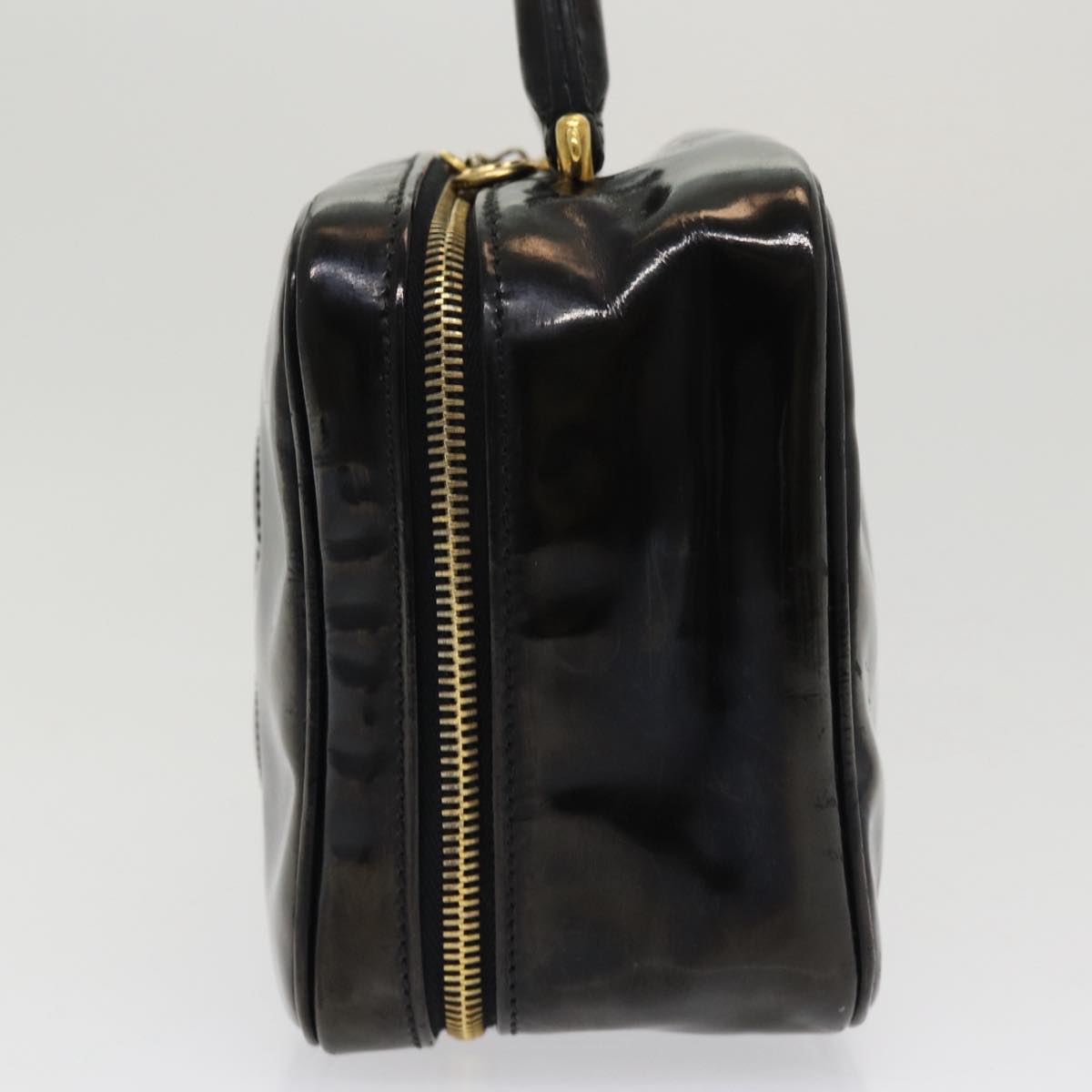 CHANEL COCO Mark Vanity Cosmetic Pouch Enamel Black CC bs16068
